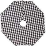 VHC Brands Emmie 21 in. Black and White Patchwork Christmas Tree Skirt, Hand-Quilted Cotton thumbnail 2