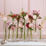 Two's Company Lavoisier Gold Stainless Steel and Glass Hinged Flower Vases, Set of 10 thumbnail 1