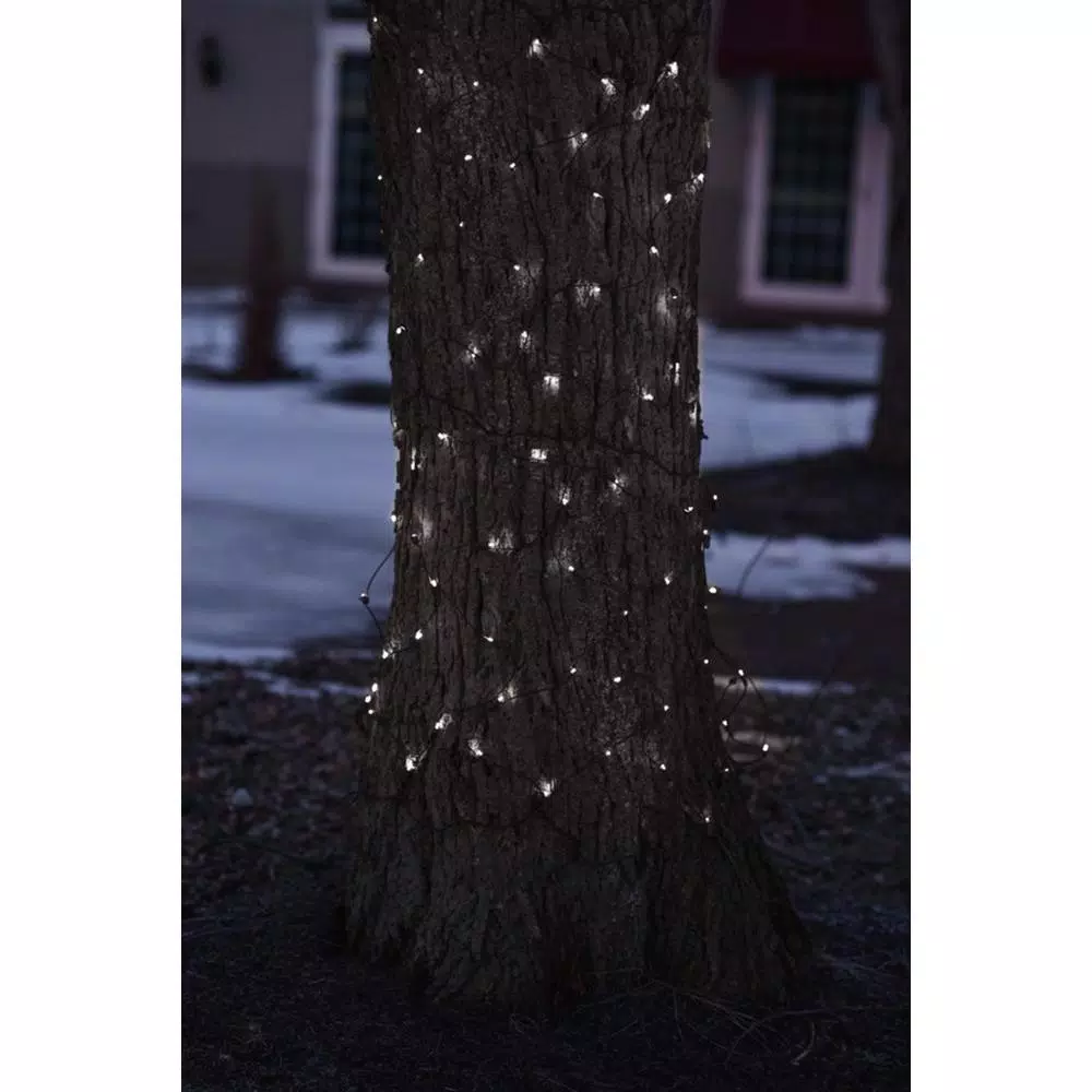 Northlight 2 ft. x 8 ft. Pure White LED Net Style Christmas Tree Trunk Wrap Lights with Brown Wire