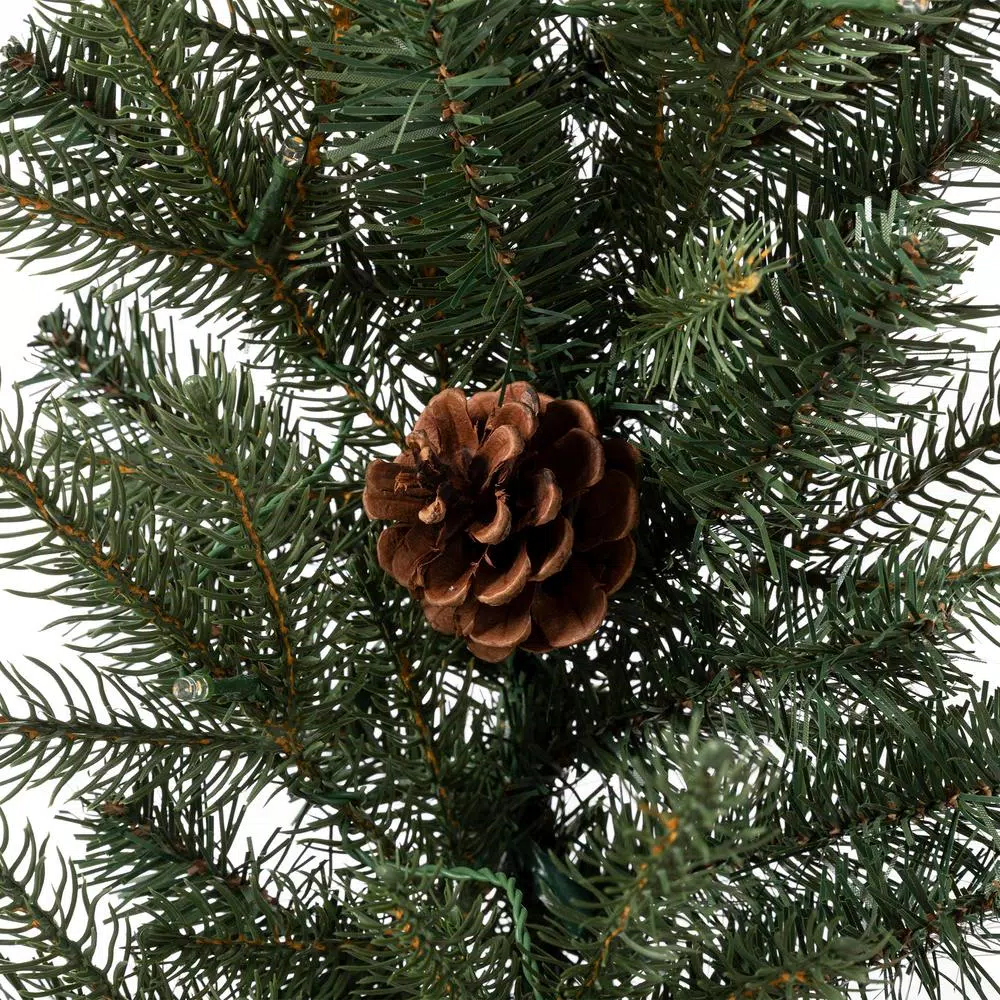 Glitzhome 9 ft. Pre-Lit Artificial Pine Garland with Pine Cones and Warm White LED Lights