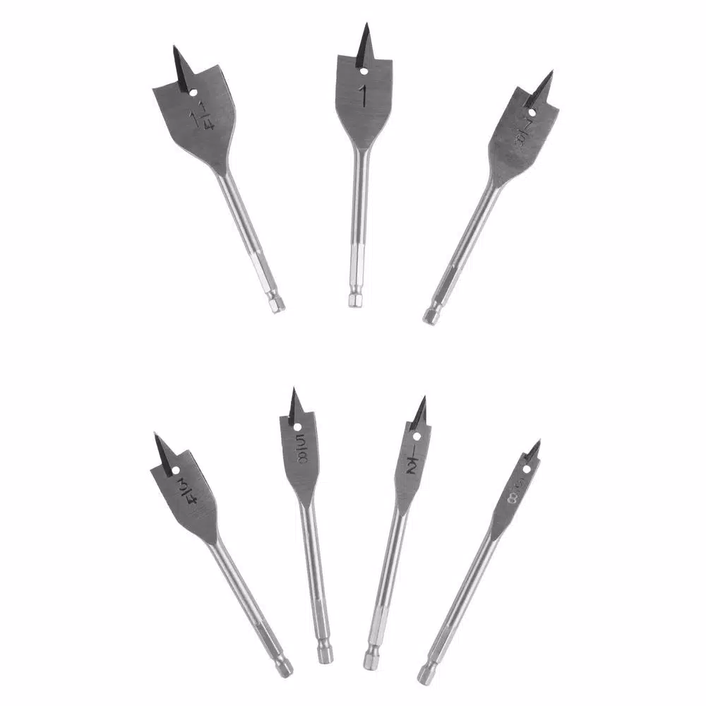 Stalwart 7-Piece Carbon Steel Spade Drill Bit Set with Carrying Case