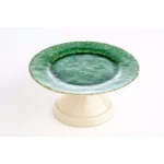 Abigails Bali Footed Cake Plate - Handmade Green Ceramic Dessert Stand thumbnail 1