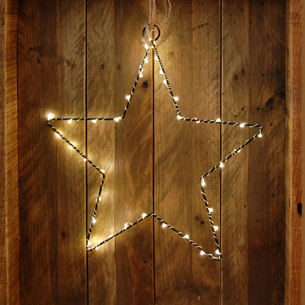 LUMABASE Star Motif 40 Mini LED String Lights, Warm White, Battery Operated (2-Pack)