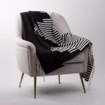 Glitzhome 60 x 50 in. Woven Cotton Geometric Jacquard Throw Blanket, Black and White thumbnail 8