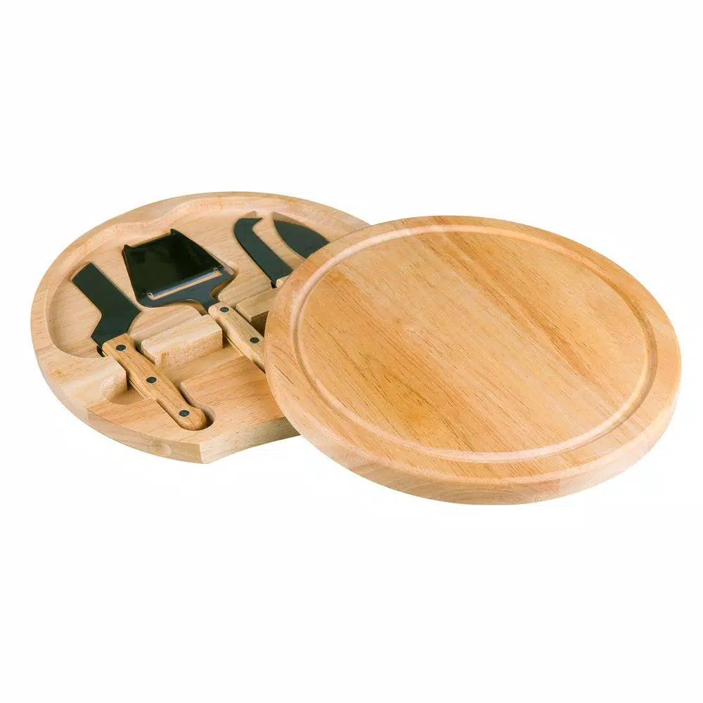 Legacy Circo by Picnic Time Rubberwood Cheese Board and 4-Piece Stainless Steel Tool Set