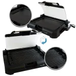 MegaChef 165 sq. in. Reversible Indoor Grill and Griddle with Removable Glass Lid, Black thumbnail 3