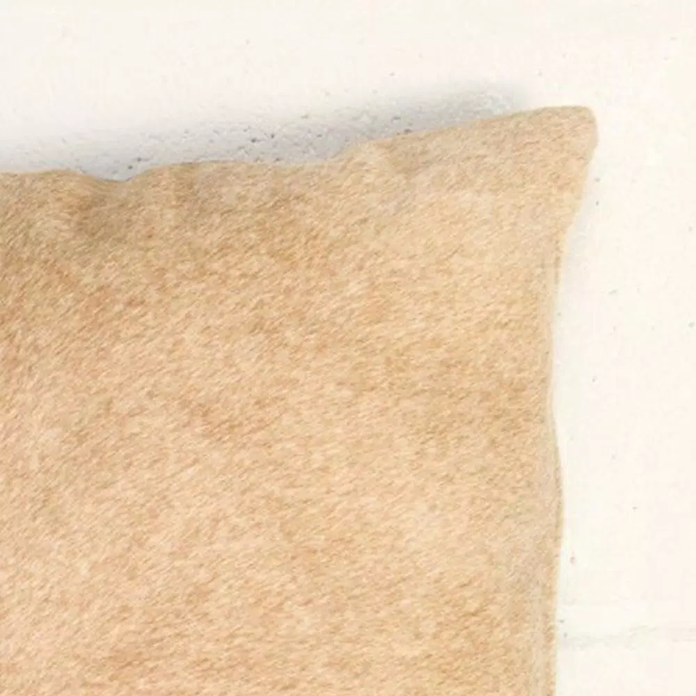 HomeRoots Josephine Tan Solid Color Cowhide Throw Pillow Set of 2 - 12 x 20 in.