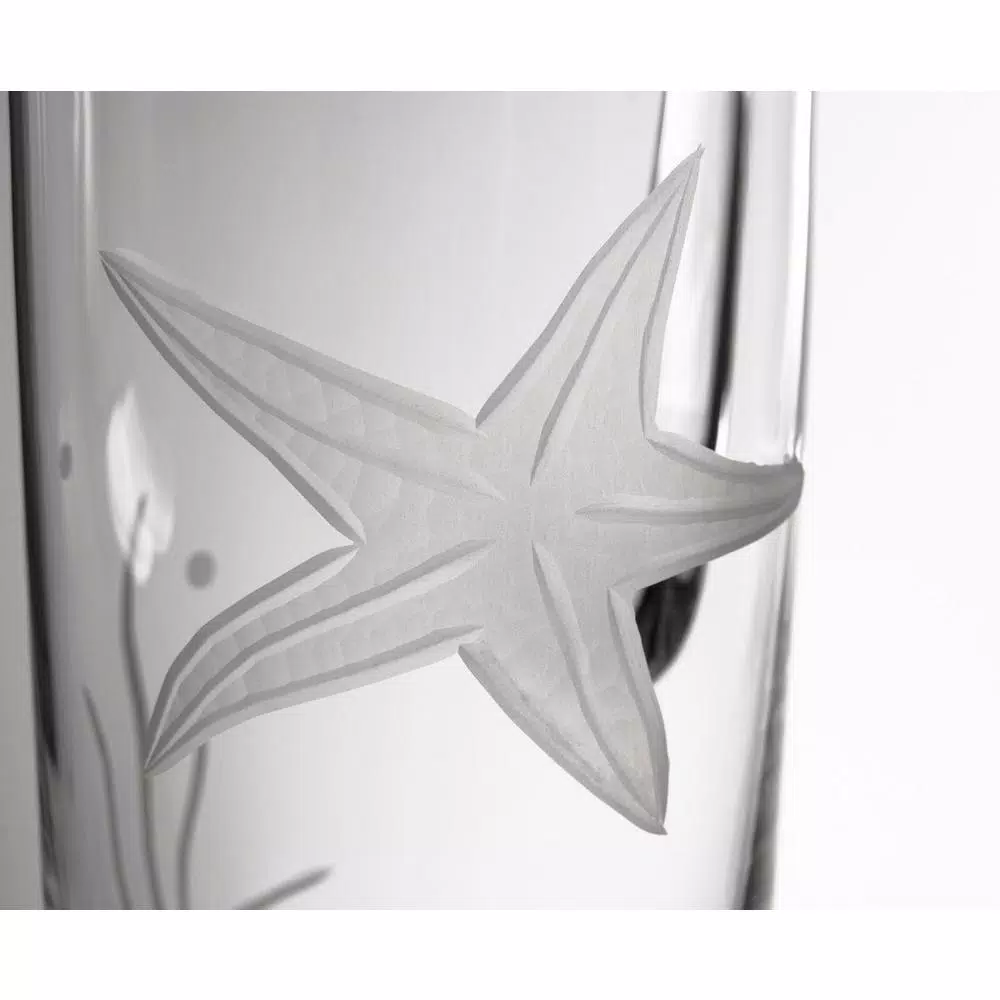 Rolf Glass Starfish 35 oz. Clear Glass Pitcher with Coastal Motif