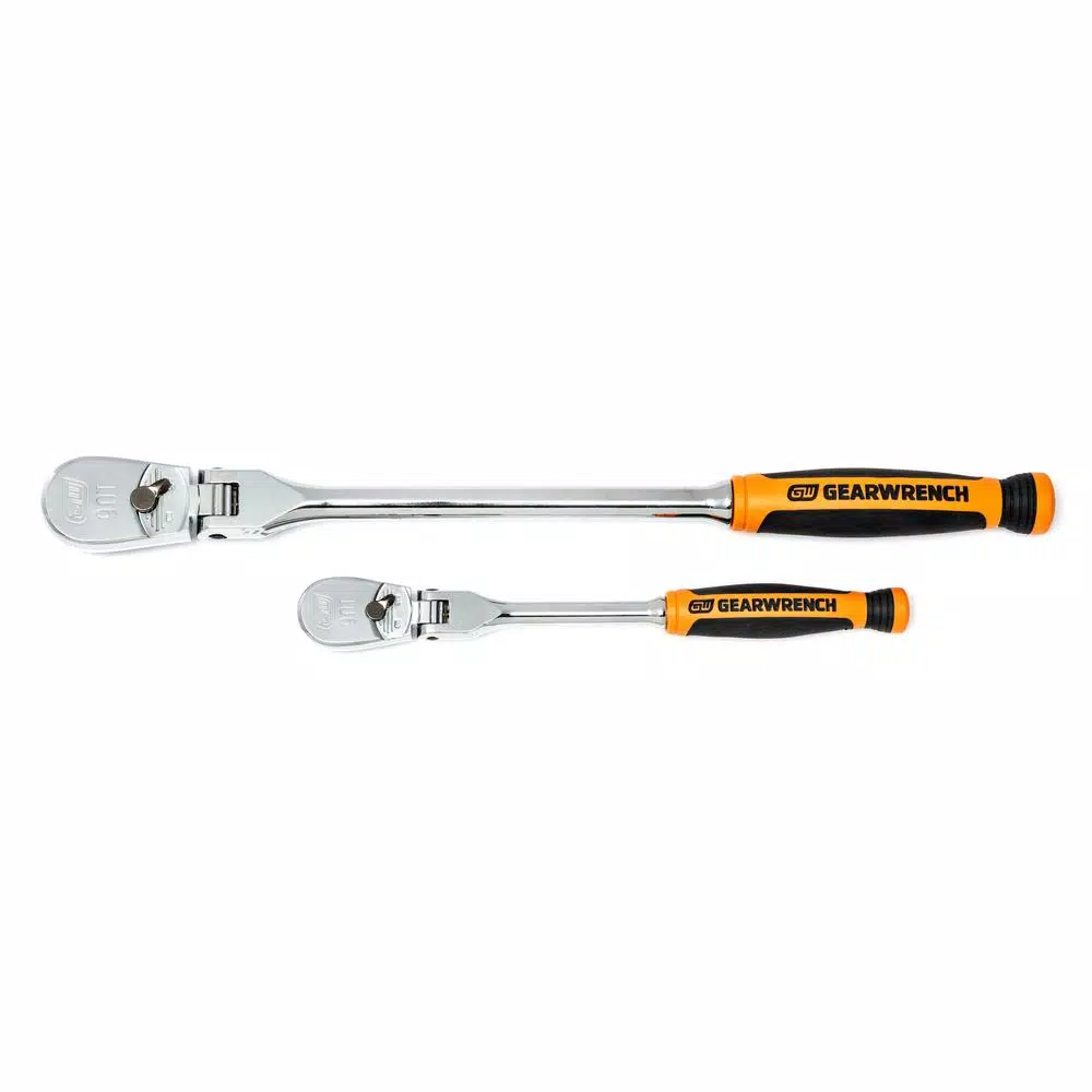 GearWrench 2-Piece 90-Tooth Dual Material Flex Head Ratchet Set, 1/4 in. and 3/8 in.