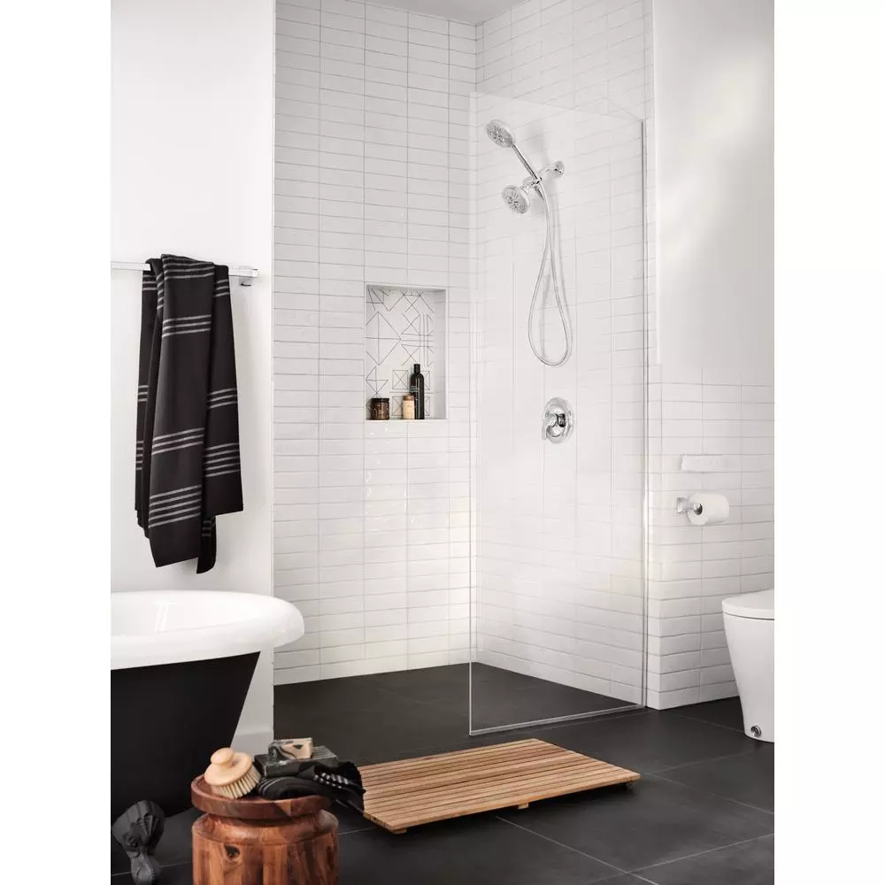Unbranded Adler 3-Piece Chrome Bathroom Hardware Set with Adjustable 18-24 in. Towel Bar