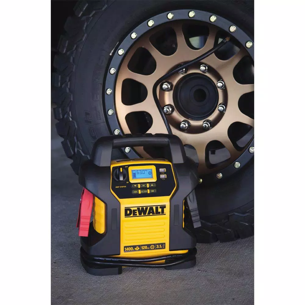 DEWALT 1400 Peak Amp Jump Starter with 120 PSI Digital Air Compressor and LED Work Light