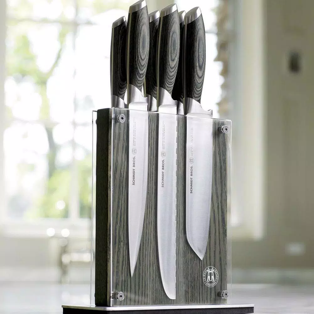 SCHMIDT BROS. Schmidt Brothers Bonded Ash 7-Piece Stainless Steel Knife Set with Ash Midtown Magnetic Block