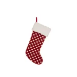 Glitzhome 21 in. Red and White Polka Dot Fabric Pompom Christmas Stocking thumbnail 1