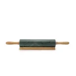 Fox Run Green Marble Rolling Pin with Wooden Handles and Base thumbnail 1
