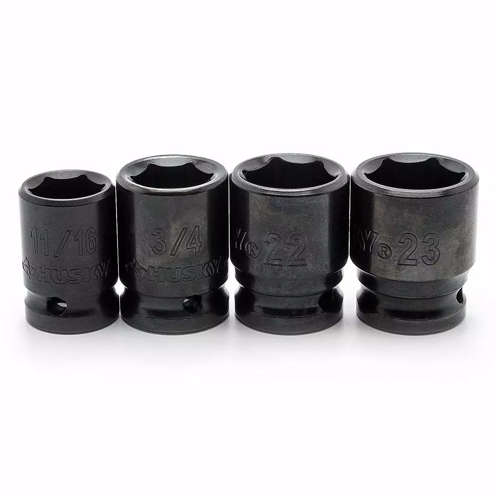 Husky 64-Piece 1/2 in. Drive SAE and Metric Impact Socket Set
