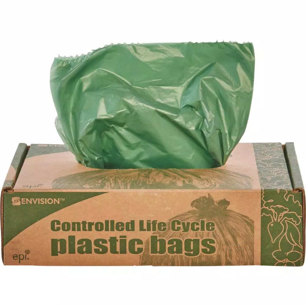 Stout 33 Gallon Totally Degradable Trash Bags, 40 Count Box, Green