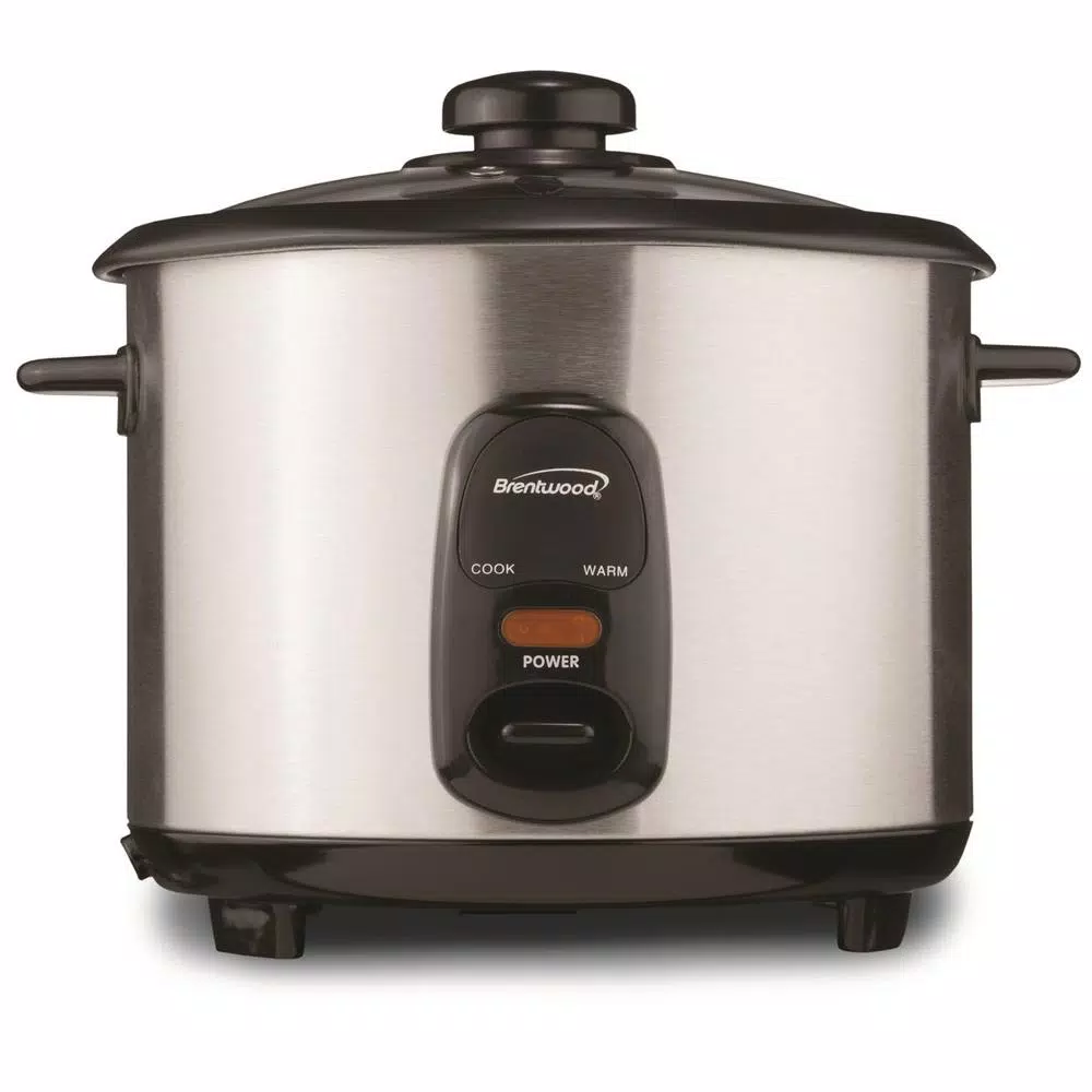 Brentwood 10-Cup Silver Rice Cooker with Stainless Steel Body and Nonstick Inner Pot