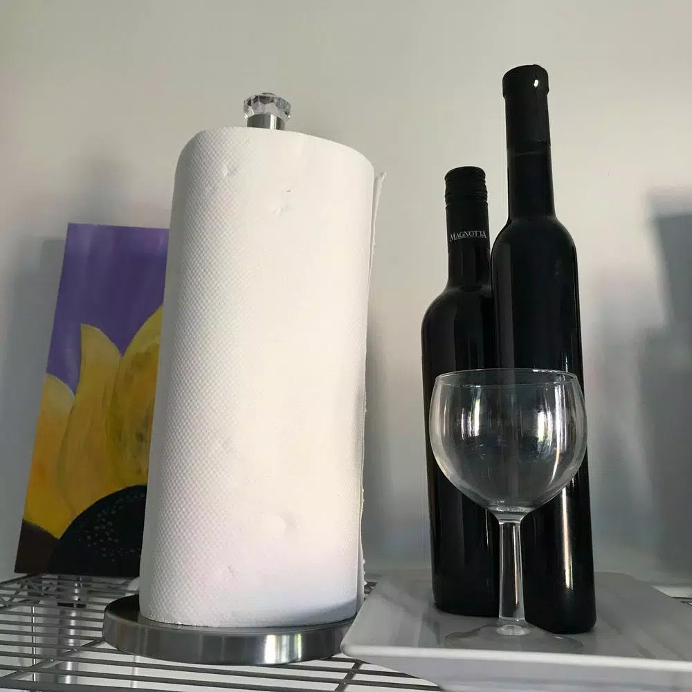 Jiallo Stainless Steel Free-Standing Paper Towel Holder, Weighted Base for Jumbo Rolls