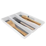 Lavish Home White Durable Plastic 3-Section Drawer Organizer for Kitchen and Craft Supplies thumbnail 2
