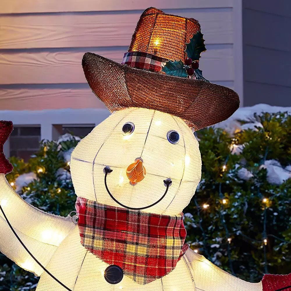 Home Accents Holiday 4 ft LED Cowboy Snowman Yard Decoration with 80 Warm White Lights