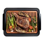 Gotham Steel Smokeless Indoor Electric Grill, 224 sq. in. Non-Stick Ti-Ceramic, Black/Copper thumbnail 1