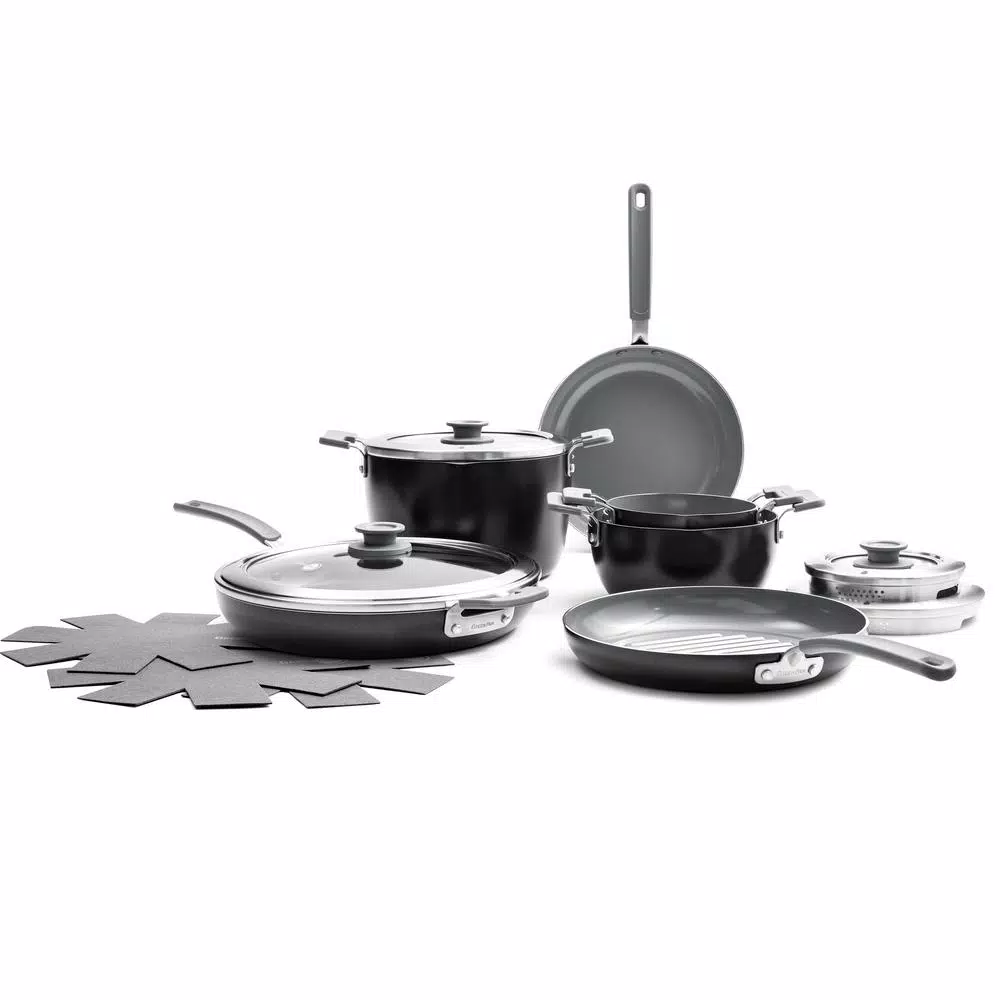 GreenPan Levels Essential 10-Piece Aluminum Ceramic Nonstick Cookware Set, Gray