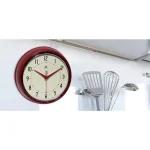 Infinity Instruments 9.5 in. Red Retro Round Metal Wall Clock thumbnail 2