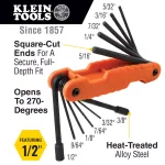 Klein Tools Pro Folding Hex Key Set, 11-Piece SAE Extended Reach thumbnail 2
