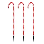Home Accents Holiday 4 ft. Lighted Candy Cane Pathway Stakes, Set of 3, Red and White Incandescent Lights thumbnail 3