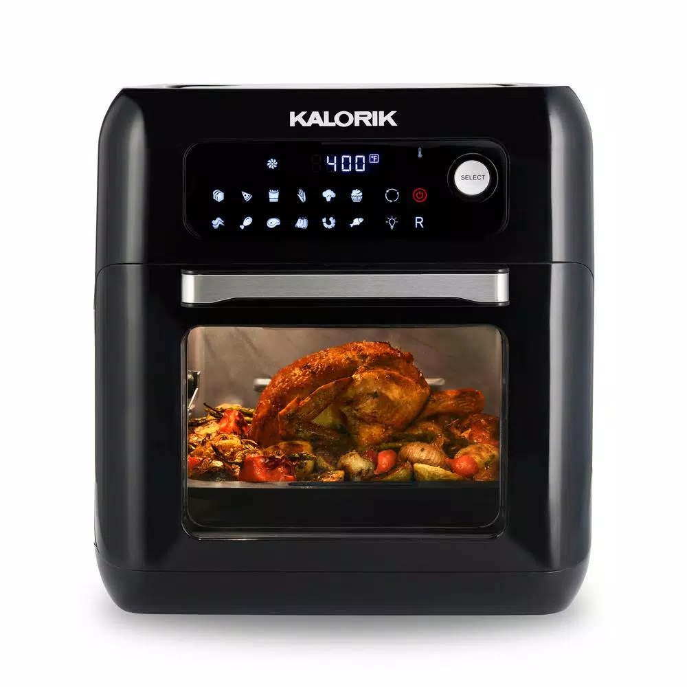 Kalorik 6 Qt. Air Fryer Oven with Rotisserie and 13 Smart Presets, Black