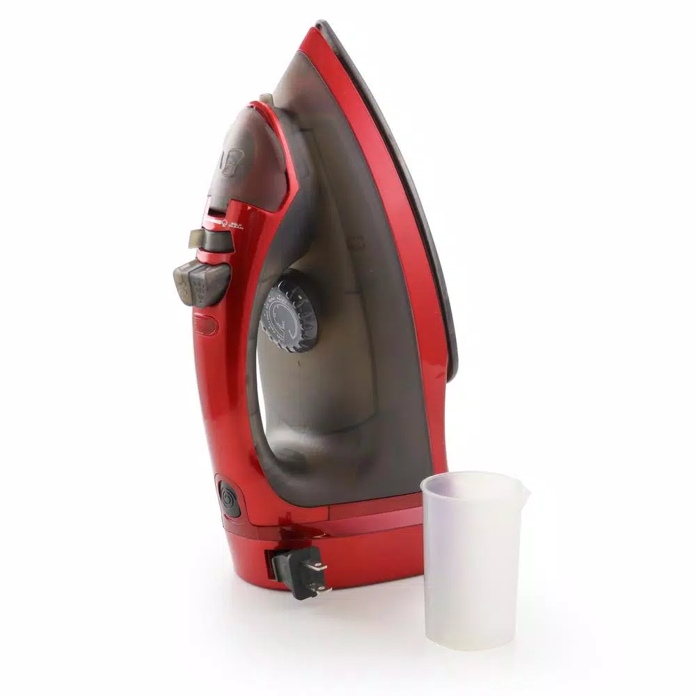 Impress iImpress 1200W Professional Steam Iron with Self-Cleaning and Retractable Cord, Red