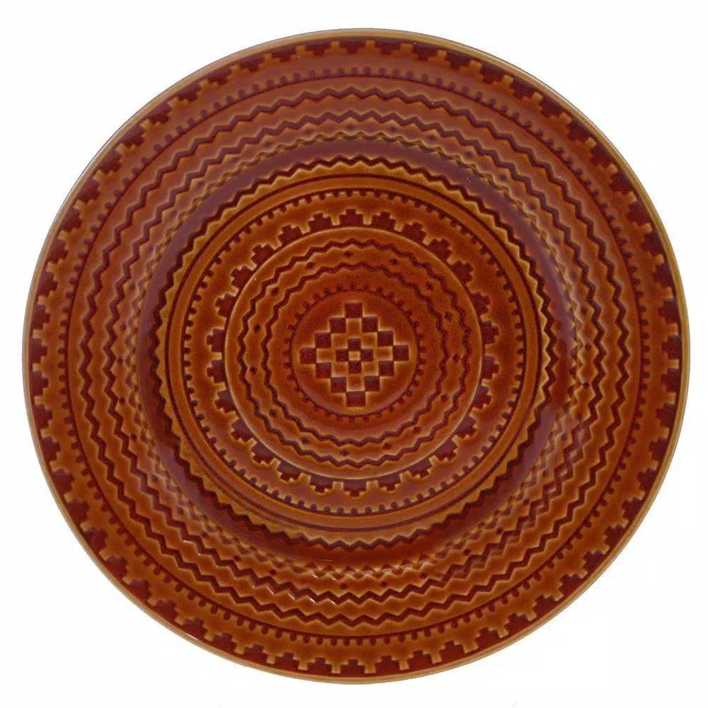 Certified International Aztec Rust Stoneware 12.75 in. Round Platter