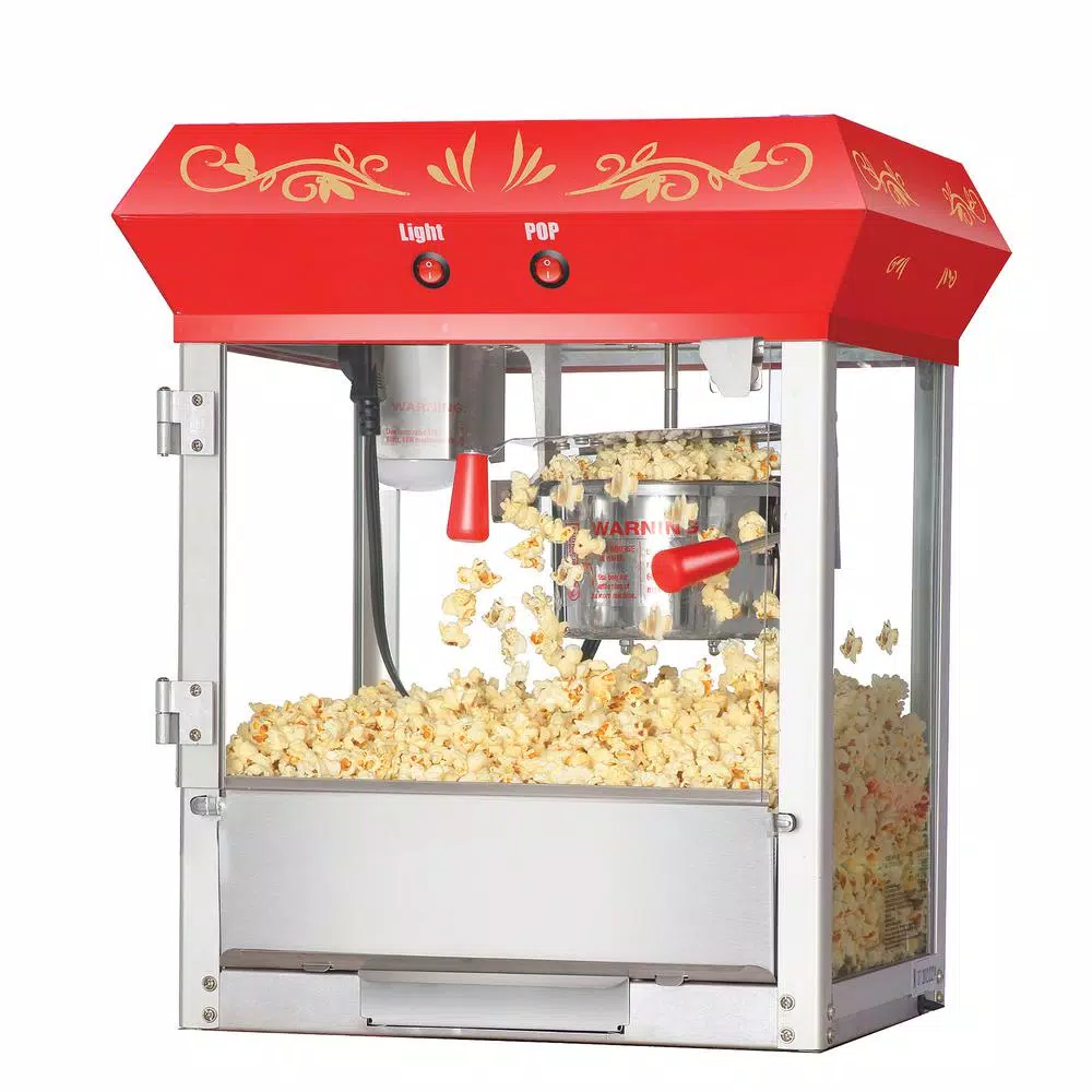 Great Northern Popcorn 6 oz. Red Countertop Popcorn Popper Machine with Warming Deck