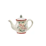 Park Designs Simply Holly Ceramic Teapot with Lid, 4-Cup Stoneware Beverage Serveware thumbnail 1