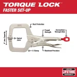 Milwaukee 11 in. TORQUE LOCK Locking C-Clamp with Swivel Jaws thumbnail 2