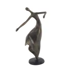 LITTON LANE 12 in. Female Dancer Polystone Sculpture with Distressed Brass Finish thumbnail 6