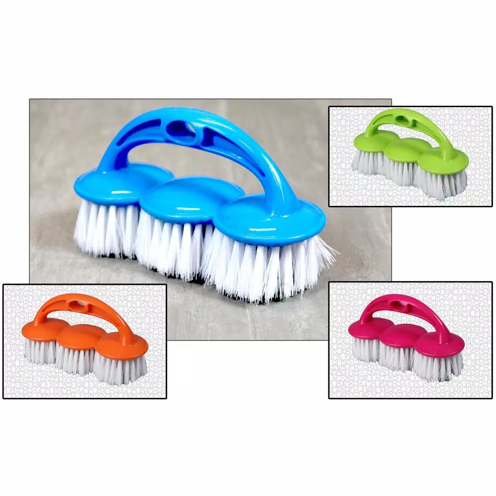 Basicwise Heavy Duty Multi-Color Scrub Brushes, 4-Set
