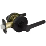 Defiant Highland Matte Black Passage Door Lever with Round Rose thumbnail 6