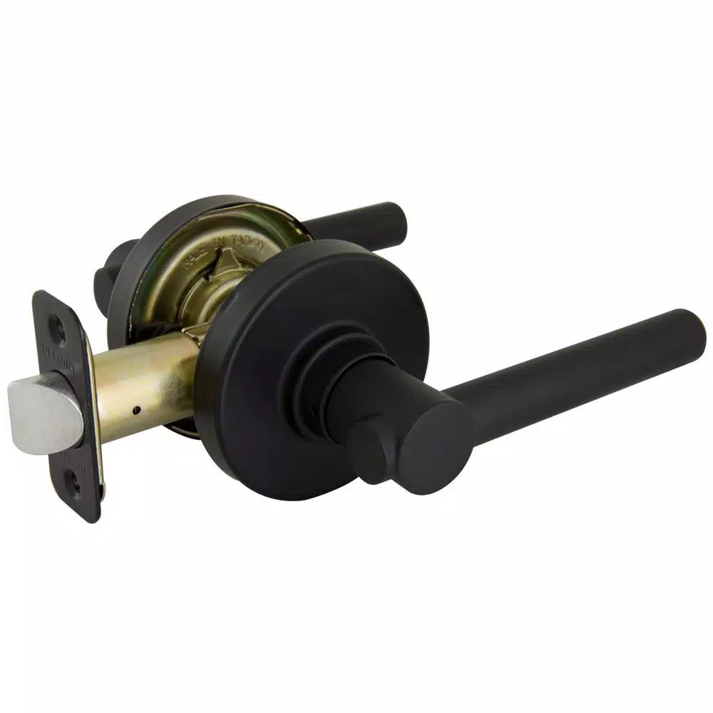 Defiant Highland Matte Black Passage Door Lever with Round Rose