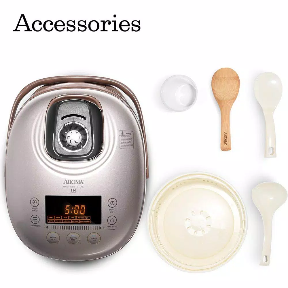 Aroma 5 Qt. Champagne Electric Multi-Cooker with Induction Heating and Ceramic Pot