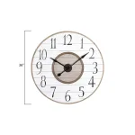 3R Studios White Distressed Wood Slat Wall Clock, 36 in. Oversized Round Rustic Analog Clock thumbnail 3