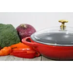 Chasseur 7 in. Red Enameled Cast Iron Mini Wok with Glass Lid thumbnail 5