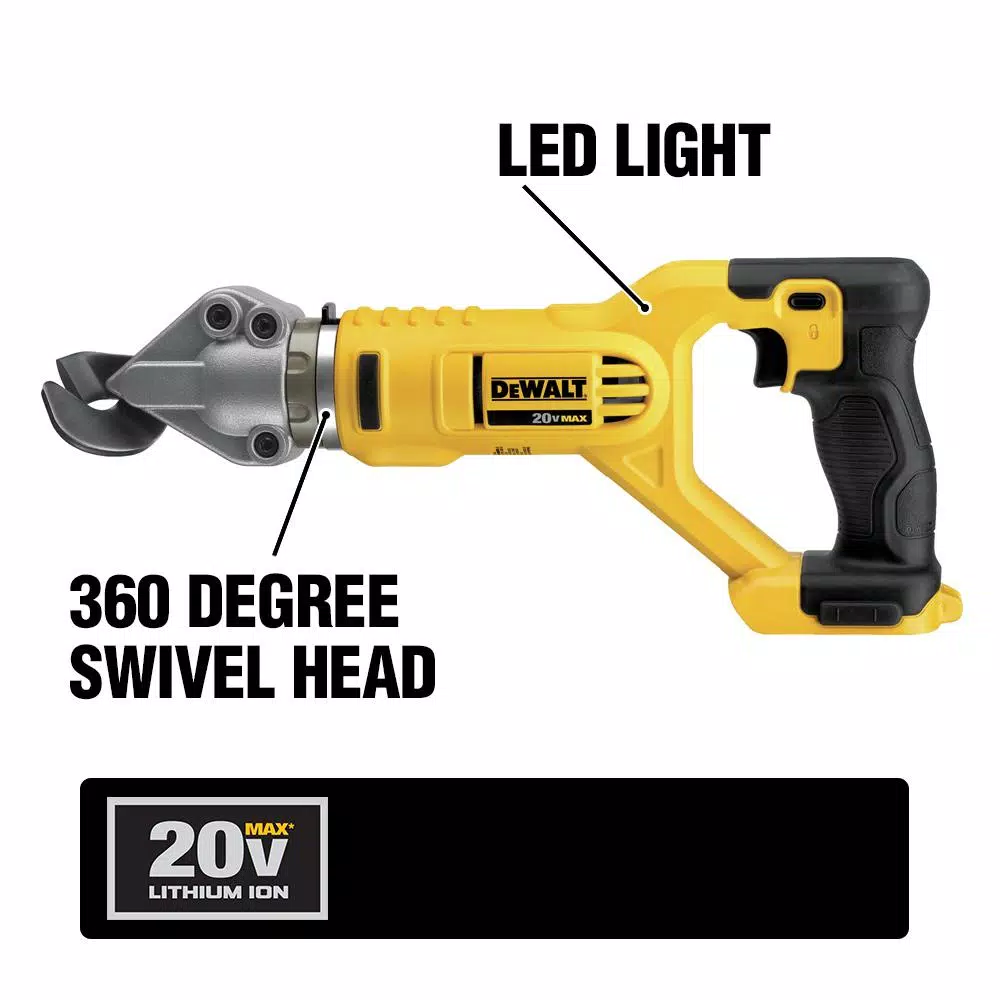 DEWALT DCS496B 20V MAX Cordless 18-Gauge Swivel Head Offset Shears (Tool-Only)