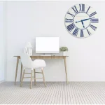 BrandtWorks 24 in. Navy Nautical Oversized Farmhouse Wall Clock - Distressed White & Blue thumbnail 2