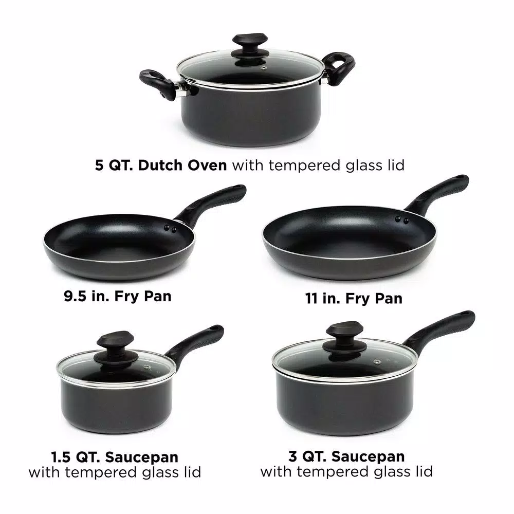 Ecolution Artistry 8-Piece Aluminum Nonstick Cookware Set, Slate