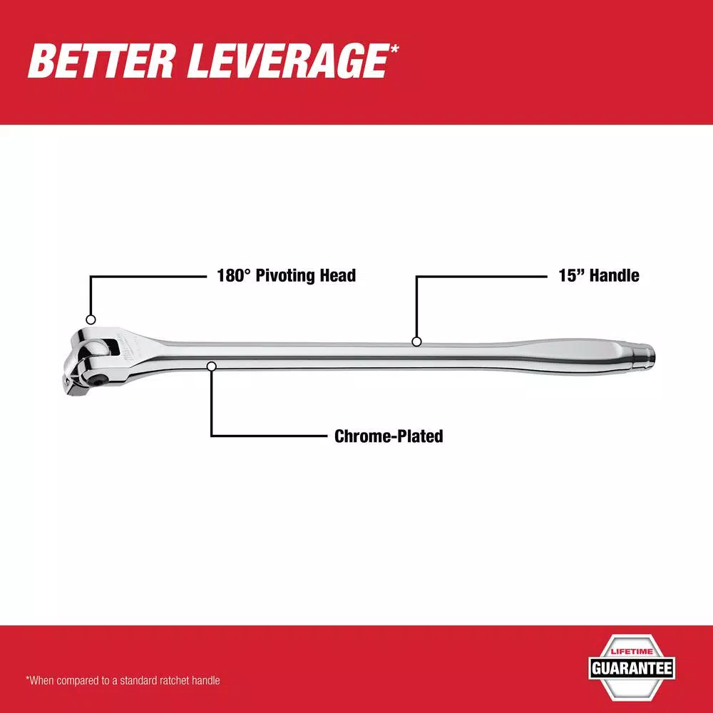 Milwaukee 1/2 in. Drive 15 in. Breaker Bar with 180° Swivel Head