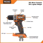 RIDGID 18V SubCompact Brushless Drill Driver and Impact Driver Combo Kit with (2) 2.0 Ah Batteries thumbnail 3