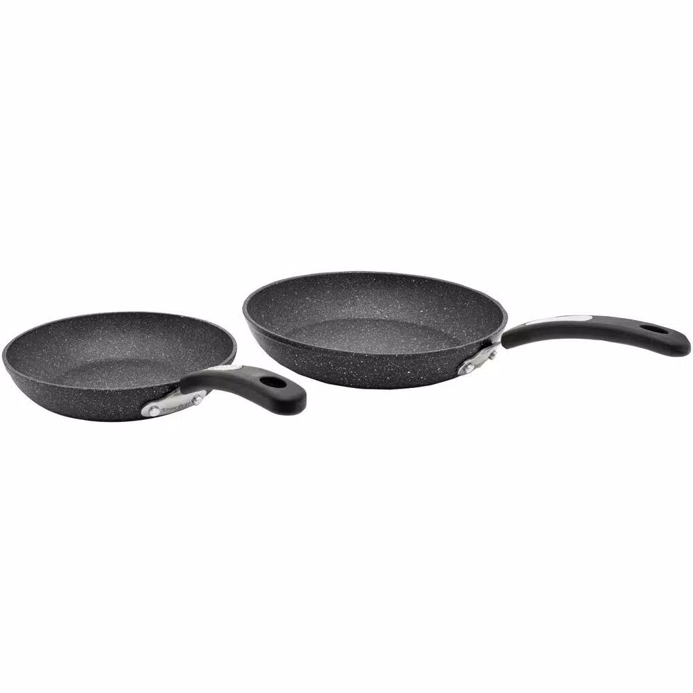 Starfrit The Rock 2-Piece Aluminum Nonstick Frying Pan Set, Black
