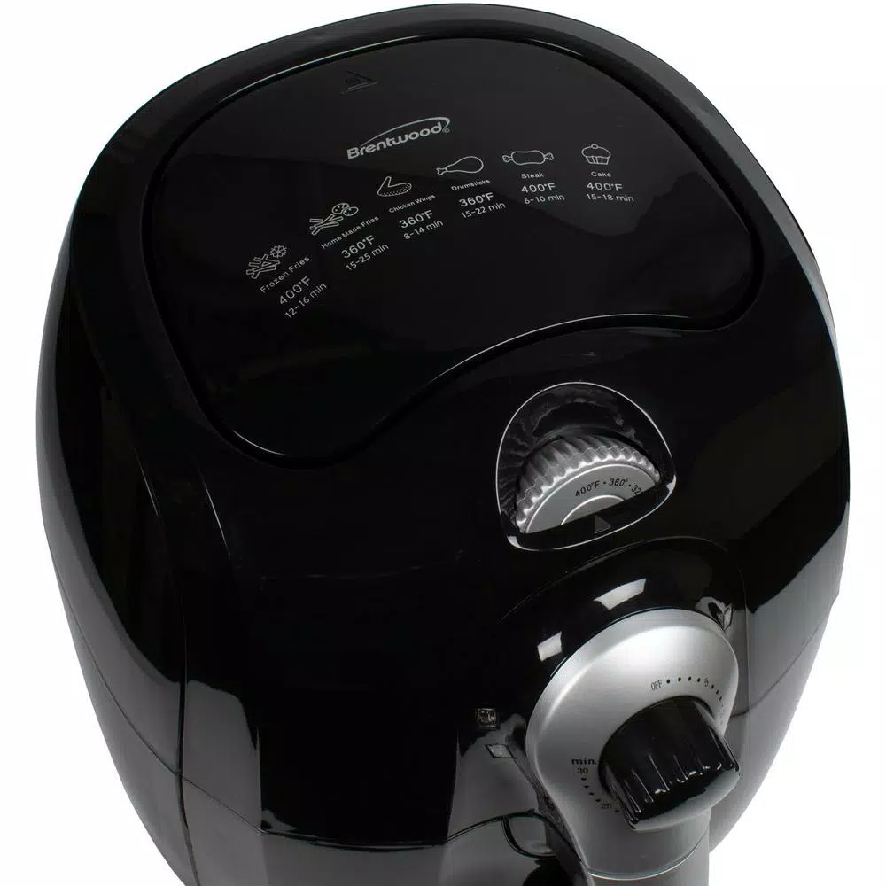 Brentwood 3.7 Qt. Black Air Fryer with Timer and Temperature Control, 1400W