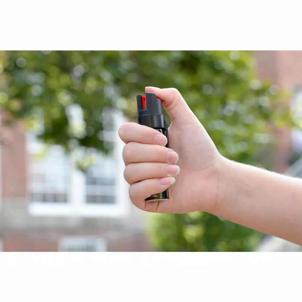 SABRE 3-in-1 Compact Pepper Spray with Clip - 10 ft Range Stream Delivery
